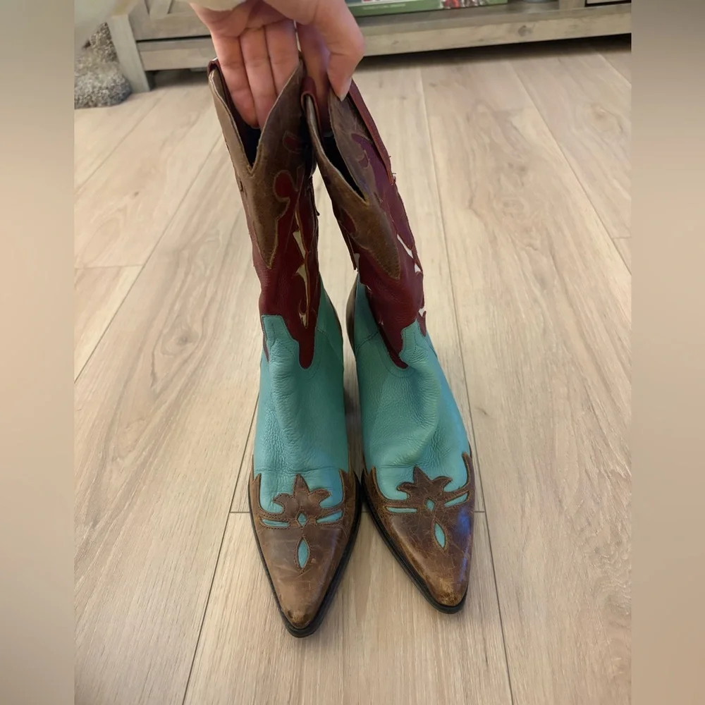 Matisse Red and Blue Western cowgirl Heeled Boots - Picture 2 of 10